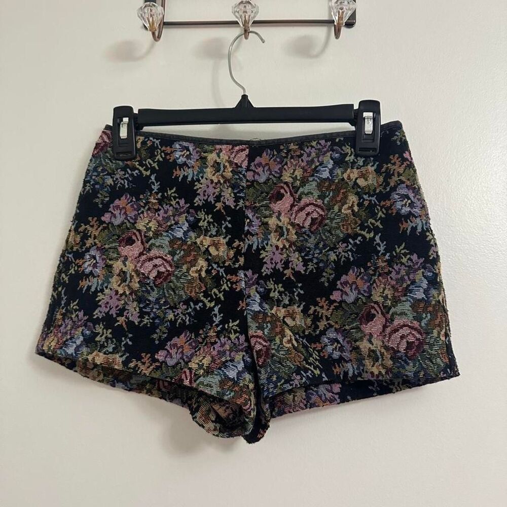 Forever 21 Black Floral Tapestry Jean Shorts